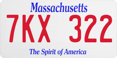 MA license plate 7KX322