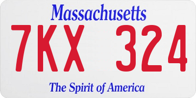 MA license plate 7KX324