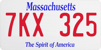 MA license plate 7KX325