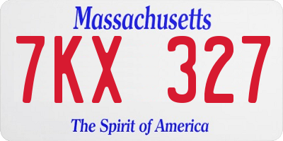 MA license plate 7KX327