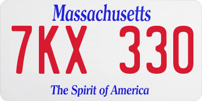 MA license plate 7KX330