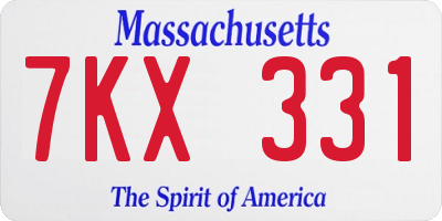 MA license plate 7KX331