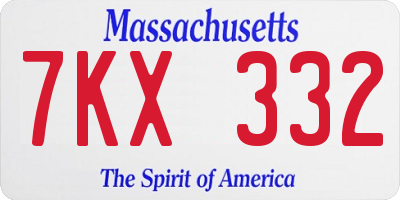 MA license plate 7KX332