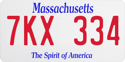 MA license plate 7KX334