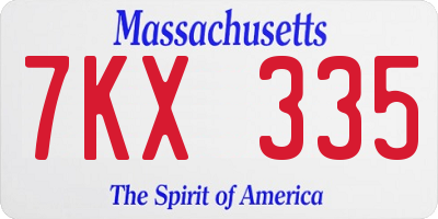 MA license plate 7KX335