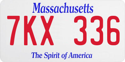 MA license plate 7KX336