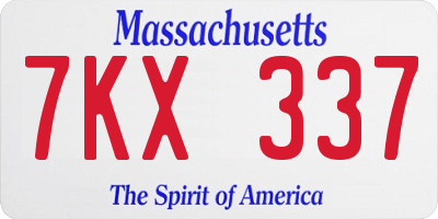 MA license plate 7KX337