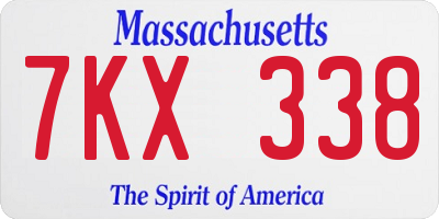 MA license plate 7KX338