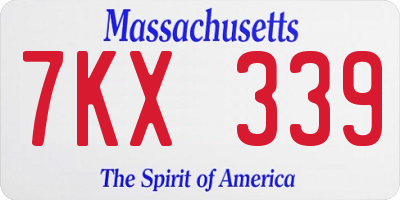 MA license plate 7KX339