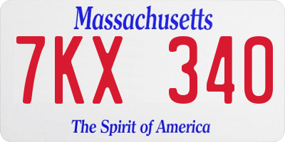 MA license plate 7KX340