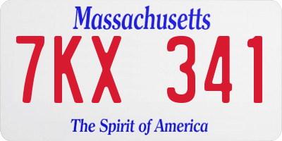 MA license plate 7KX341