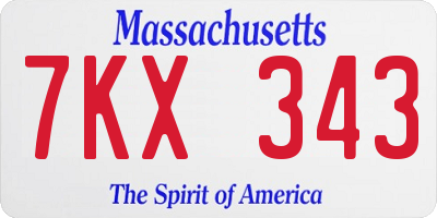 MA license plate 7KX343