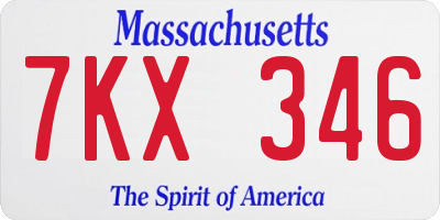 MA license plate 7KX346