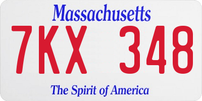 MA license plate 7KX348