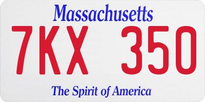 MA license plate 7KX350