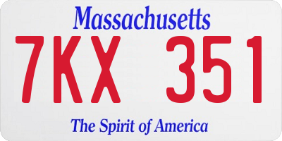 MA license plate 7KX351