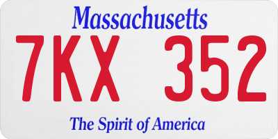 MA license plate 7KX352