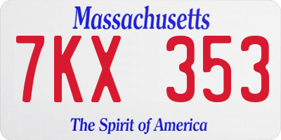 MA license plate 7KX353