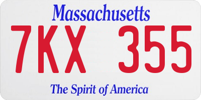 MA license plate 7KX355