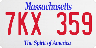 MA license plate 7KX359