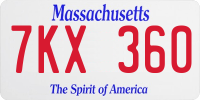 MA license plate 7KX360