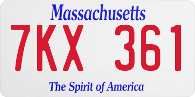 MA license plate 7KX361