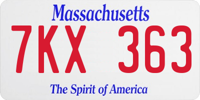 MA license plate 7KX363