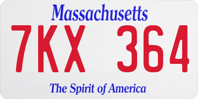 MA license plate 7KX364