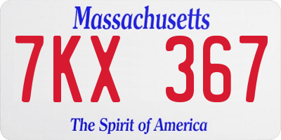 MA license plate 7KX367