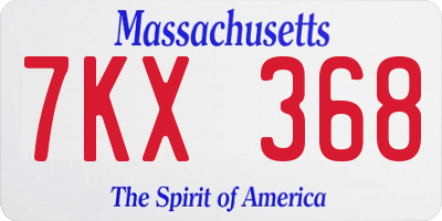 MA license plate 7KX368