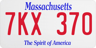 MA license plate 7KX370