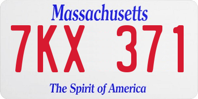 MA license plate 7KX371