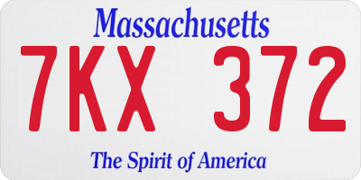 MA license plate 7KX372