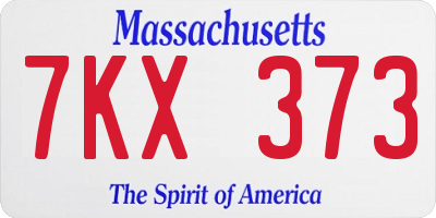 MA license plate 7KX373