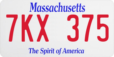 MA license plate 7KX375