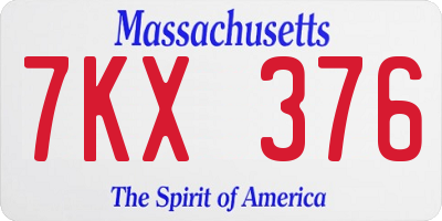 MA license plate 7KX376