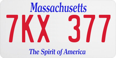MA license plate 7KX377