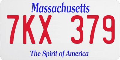 MA license plate 7KX379