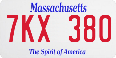 MA license plate 7KX380