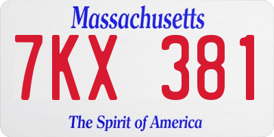 MA license plate 7KX381