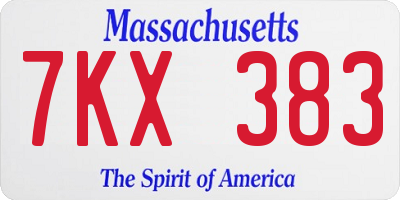 MA license plate 7KX383