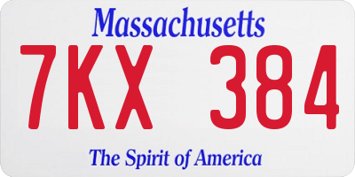 MA license plate 7KX384