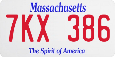 MA license plate 7KX386