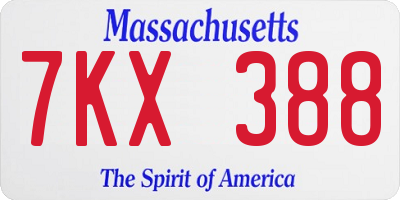 MA license plate 7KX388
