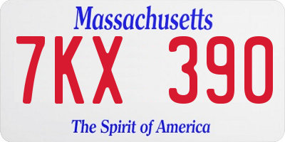 MA license plate 7KX390