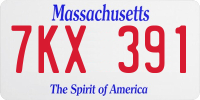 MA license plate 7KX391