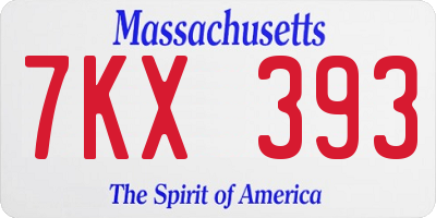 MA license plate 7KX393