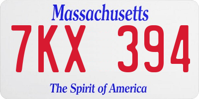 MA license plate 7KX394
