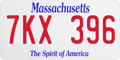 MA license plate 7KX396
