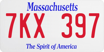 MA license plate 7KX397